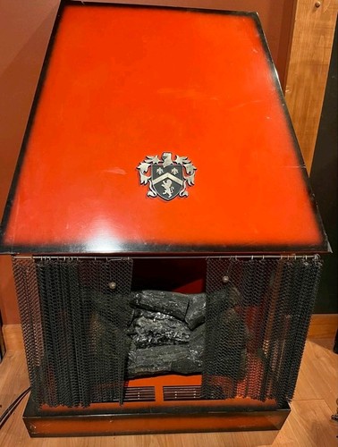 Rare Mid Century Modern Red Electric Fireplaces Log Vintage 1970's Art Deco