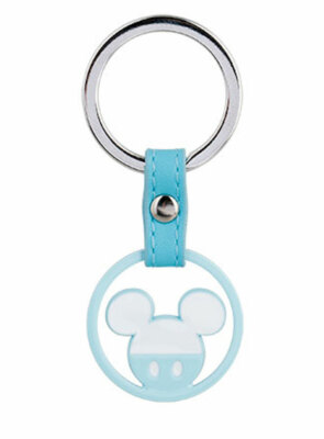 BOMBONIERA PORTACHIAVI TOPOLINO MICKEY MOUSE AZZURRO METALLO PELLE