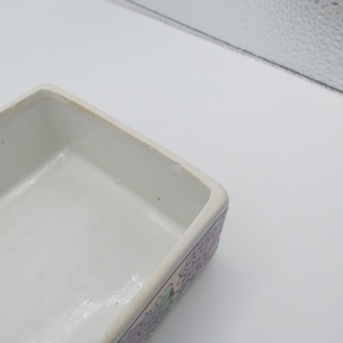 Vintage Chinese Porcelain Dresser Glove Trinket Box Floral Flowers 7 1/2 inch - 第 10/14 張圖片