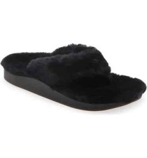 OluKai Woman's Kipea Heu Genuine Shearling Black Slide Sandals Z3595 Size 9W