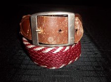 Red LACED BRAIDED Brown Leather BELT Boy's Size fits 24" Waist