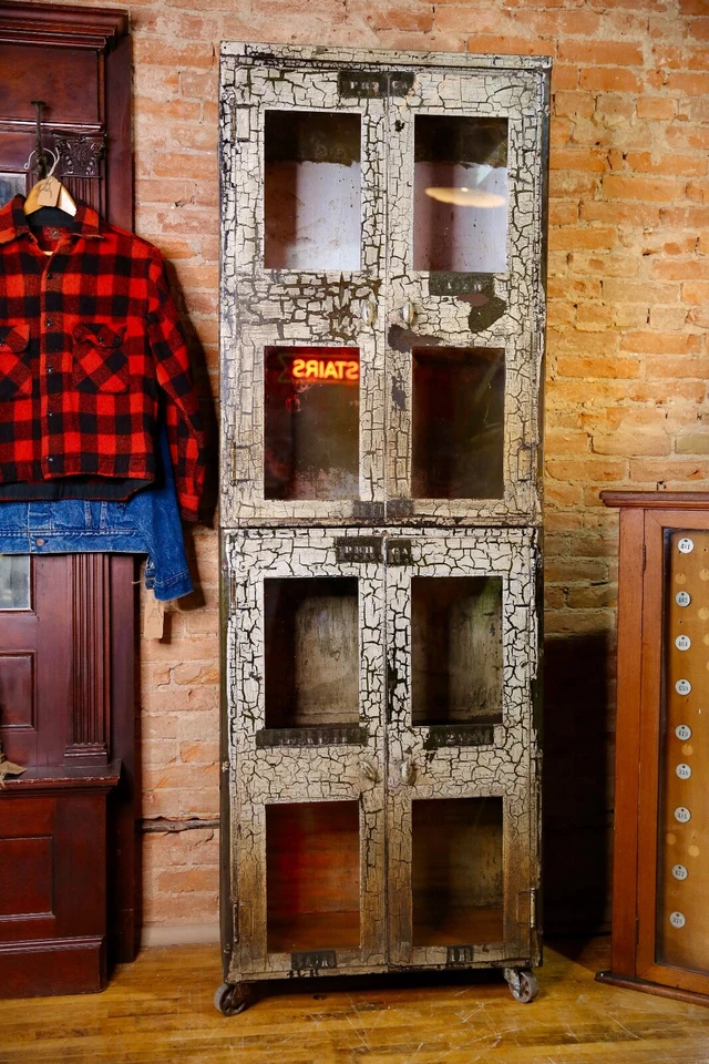 Armário médico antigo metal boticário vitrine de vidro vintage industrial - Imagem 3 de 4