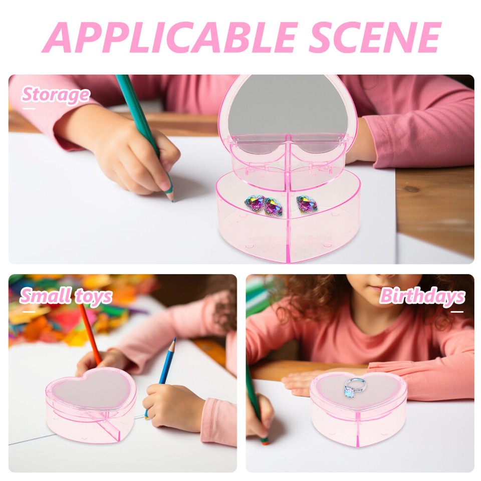 Children's Hair Accessories Storage Box Heart Shape Girl Jewelry Box