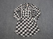 Levis Dress Girls Large Black White Plaid Pocket Preppy Button Up Youth Kids