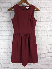 J.Crew Women's Dress Size XS Maroon Pockets Sleeveless Pleated