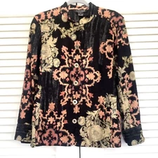 Citron Santa Monica Womens Black Floral Button-Up Jacket Size M