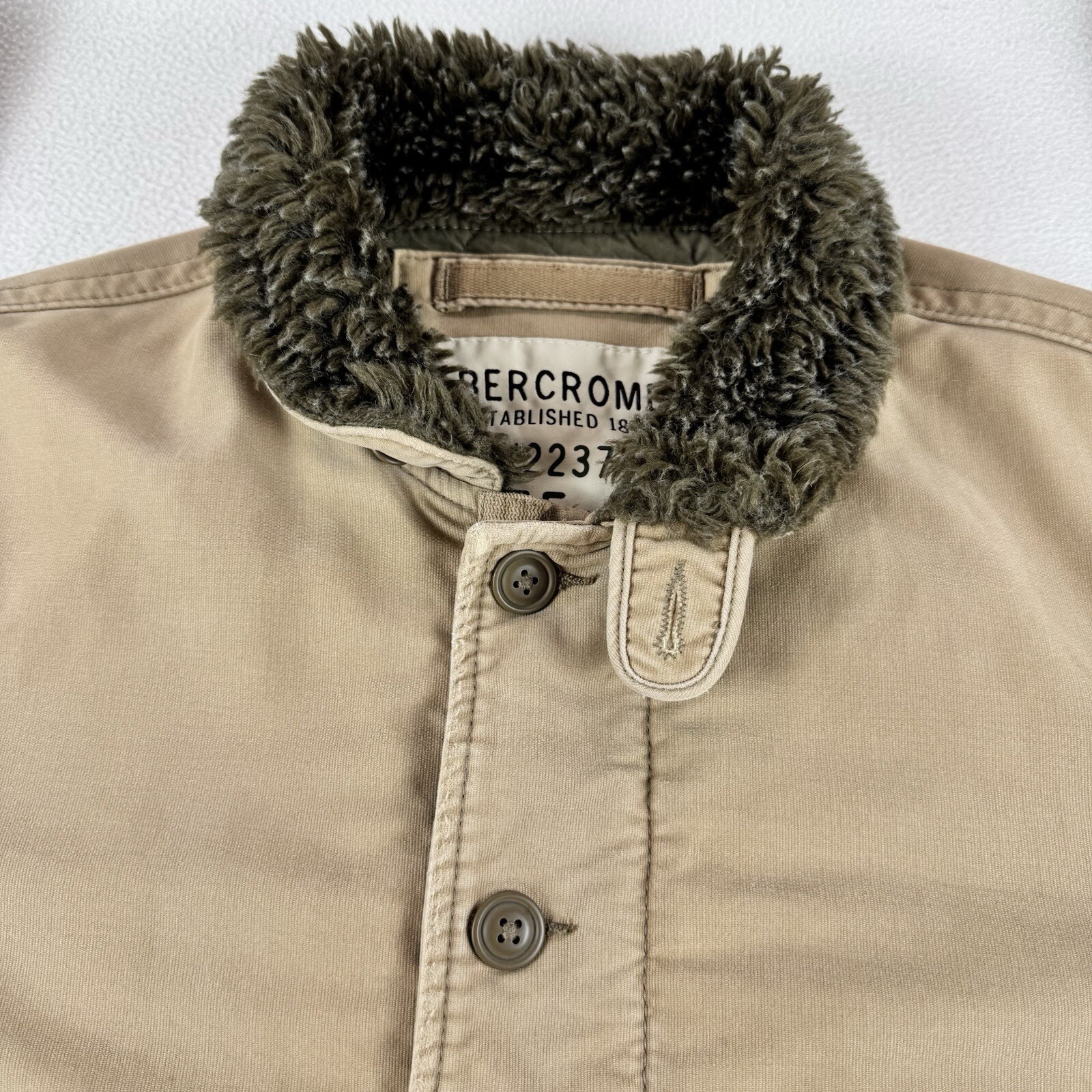 VTG Y2K abercrombie fitch Quilted Military Jacket Men’s L Brown Full Zip Rare image 6