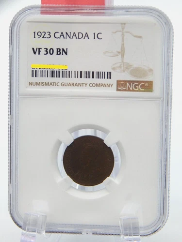 1923 CANADA  VF 30 BN NGC GRADED Canadian 1 CENT  #BT430