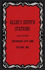 Vintage single playing card ALLEES ZEPHYR STATIONS gas oil Jefferson City Fulton