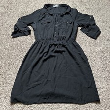 Women’s Petite Large PL Candalite Petite Black Sheer Collared Dress