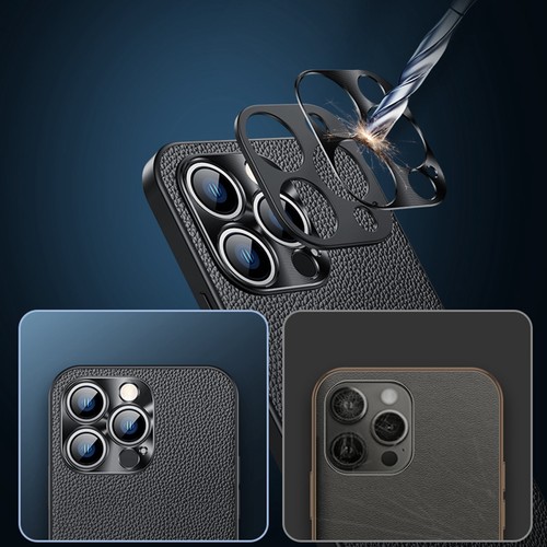 Funda de cuero Litchi rígida suave delgada a prueba de golpes 14 15 13 12 para iPhone 16 Pro Max - Imagen 4 de 24