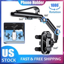 1080  Rotation Car Phone Holder Multifunction Car Sun Visor Smart Phone Stand US
