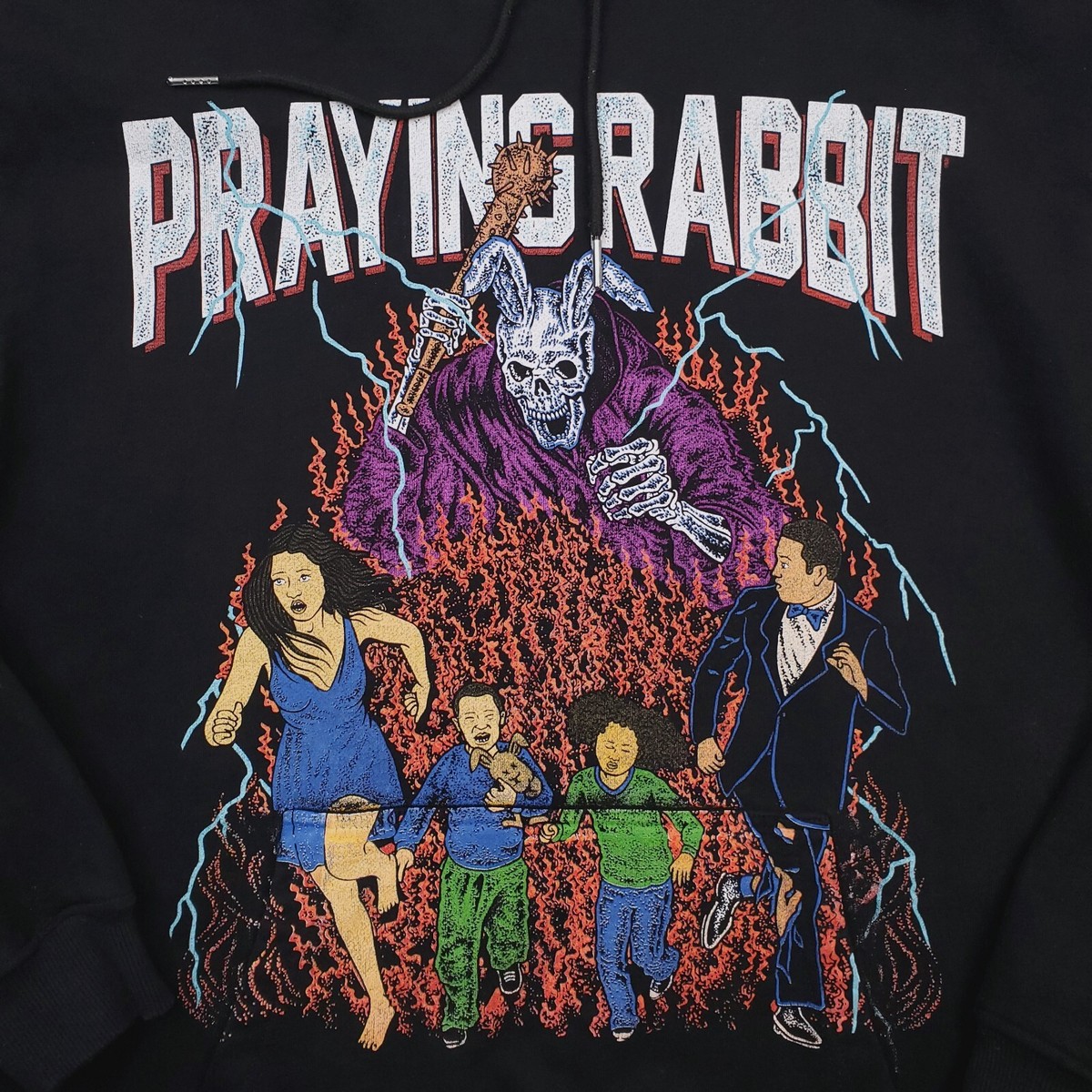 Praying Rabbit Hoodie Mens Extra Large Black Terror Rabbit
