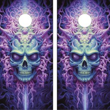 WATERPROOF FADEPROOF Cornhole Board Wraps - Purple Skull / Cornhole Skins