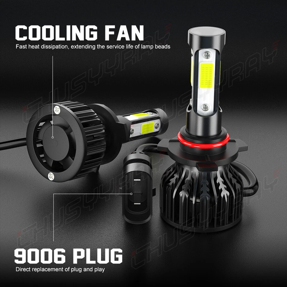 4x 9005 9006 LED Combo Headlight Bulbs 4SIDE High Low Beam Kit Xenon Super White - Image 2 of 4
