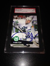 Paul Cyr Signed 1991-92 Pro Set Hartford Whalers Card SGC Slabbed #AU381889
