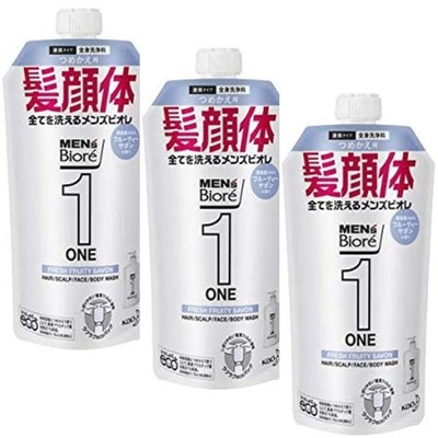 Men's Biore ONE All-in-One Full Body Cleanser Refill 340mL Set of 3