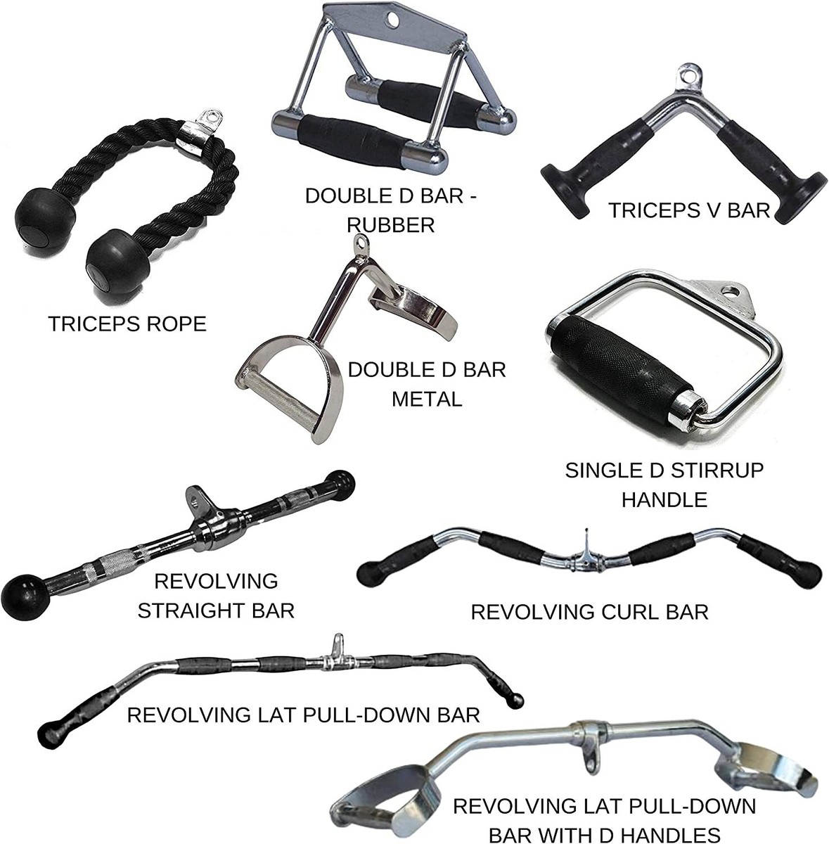Cable Pulley Attachment Tricep Rope V Grip LAT Pull Down Gym