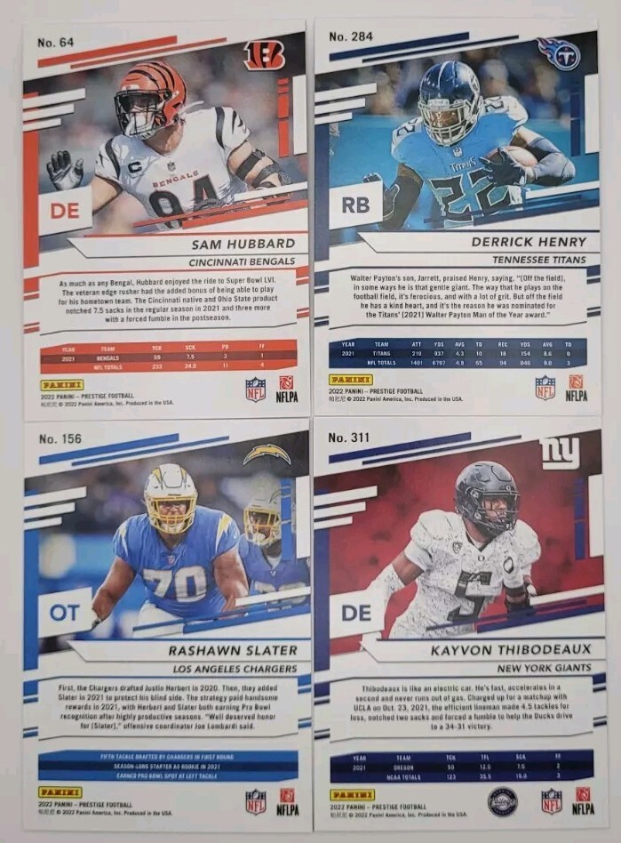 2022 Panini Prestige Football Diamond Parallel 4 Card Lot Henry