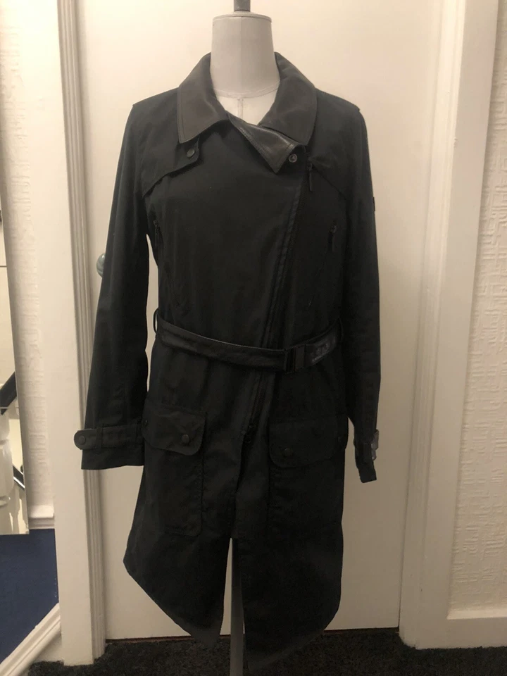 Barbour International Black Ladies Trench Coat Size 14  - Image 2 of 4