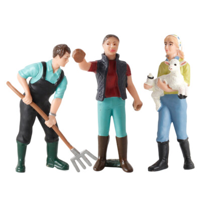 3 Stück Modellspielzeug Bauer BAUERNHOF LAND MENSCHEN Action Figuren Dekoration VITRINE