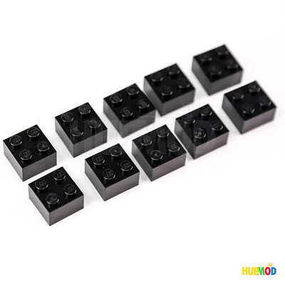Lot of 10 Genuine LEGO Black 2x2 3003 Building Bricks Blocks Parts & Pieces NEW