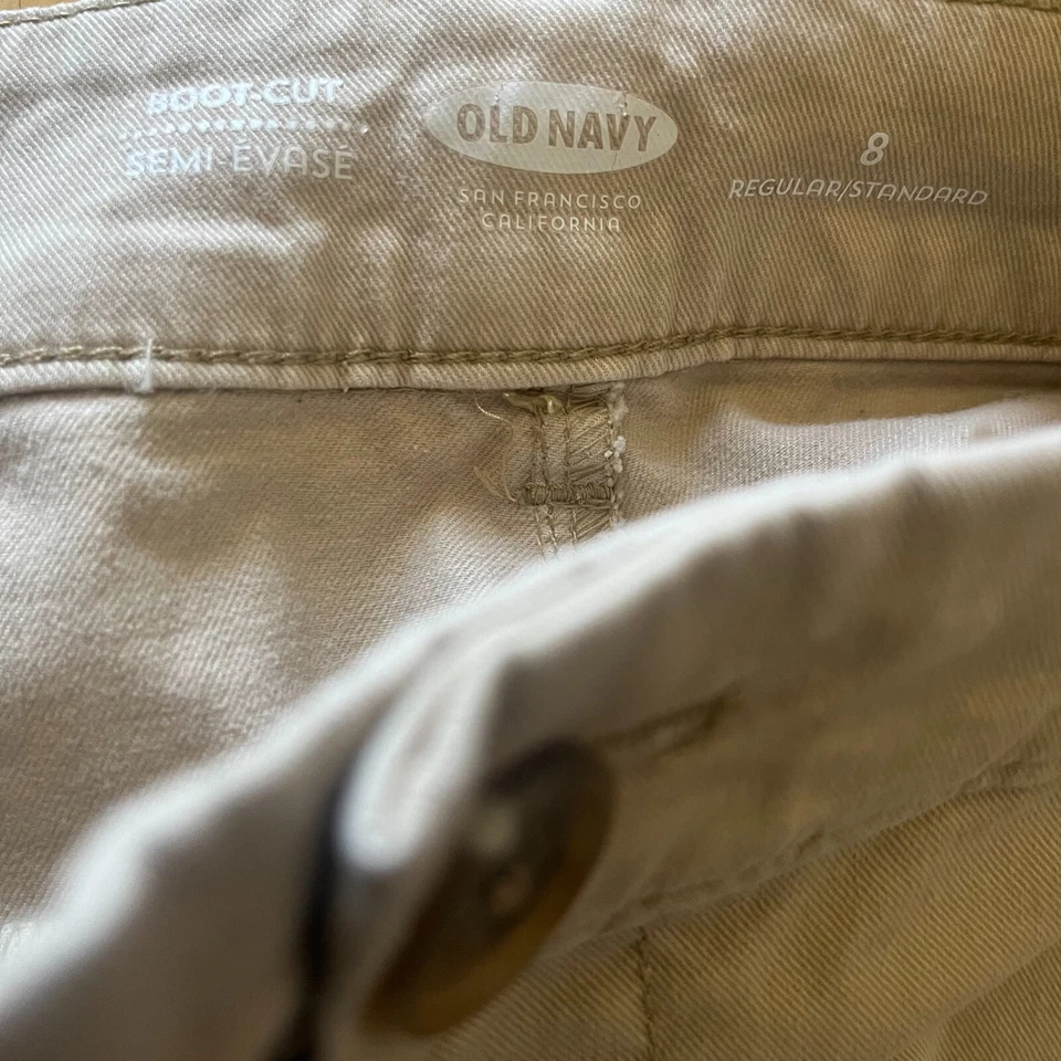 Pantalones antiguos azul marino bootcut para mujer 8R color beige tostado tiro medio pantalones elásticos trabajo informal Foto 3 de 4