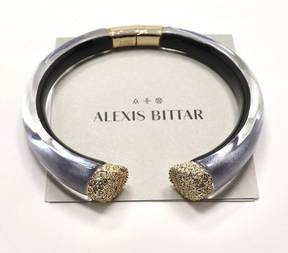PULSERA BRAZALETE PAVÉ INCRUSTADO GRIS LUCITA TALLADO ALEXIS BITTAR