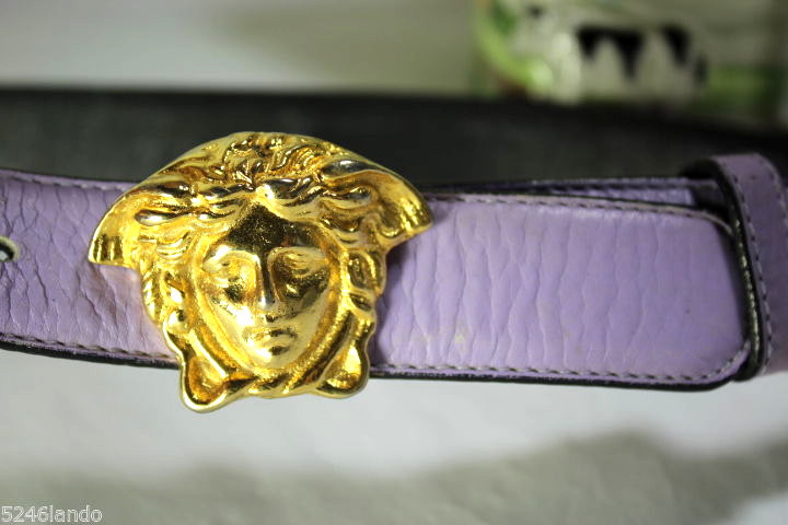 Vintage Gianni Versace MEDUSA Face Gold Buckle Lavander Purple