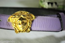 Vintage Gianni Versace MEDUSA Face Gold Buckle Lavander Purple Belt 70 26 27 28