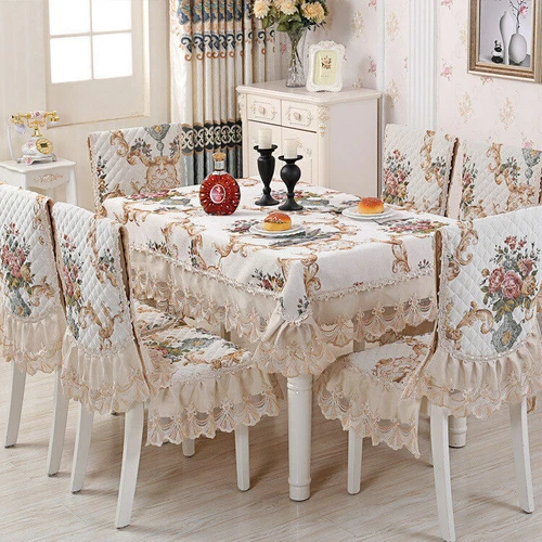 Chenille Rectangle Vintage Lace Tablecloth Events Round Dining Chair Cover - Picture 2 of 45