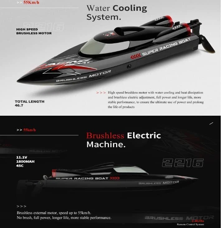 WLtoys WL916 RC Boot – 60 km/h – Bürstenlos – 2,4 GHz – LED – Self-Righting – Hi - Bild 3 von 4