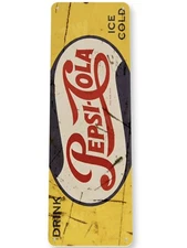 TIN SIGN Pepsi Cola Cold Rustic Retro Soda Sign Kitchen 11x4 Inch Metal Ad