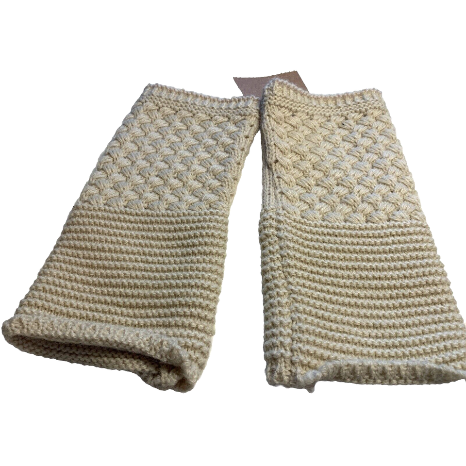 New W/Tag Boutique Machine Knitted Wrist Warmers Cream Colored Soft