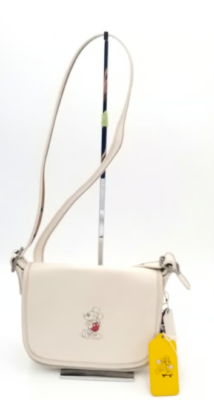 COACH × Disney / ショルダーバッグ/レザー/WHT/CM028 Coach Disney Mickey Mouse Chalk White Saddle Bag w/Minnie Mouse