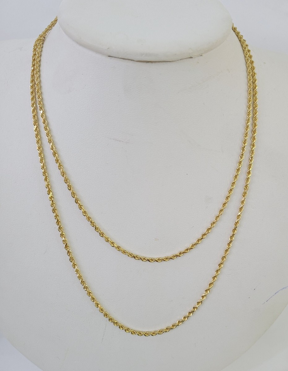 Pendant 14k Gold Rope Chain 20 Inch 2mm 18k Real Solid Rope Chain