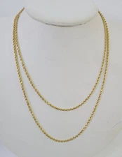 18k Real Solid Rope Chain Yellow Gold 2mm 16"-24" Inch Genuine 18k