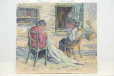 Painting Impressionist Figural Dorothy Whittington Signed England Greece 