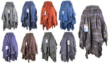 Long Tutu Cotton Layer Symbols Elastic Waist Striped Boho Casual Hippy Skirt