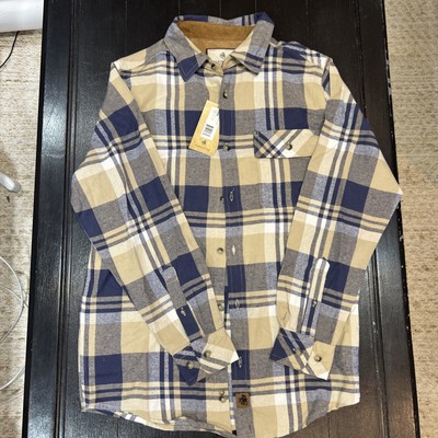 Legendary Whitetails Men's Buck Camp Flannel Shirt Shale Plaid Size Small NWT