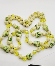 Vintage Green Apple Tie Dye Double Strand Plastic Beaded Necklace HONG KONG 19"
