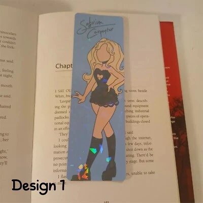 MADDOODLE CREATIONS HANDRAWN PRINTED Sabrina Carpenter Inspired Bookmark Gift Handmade Holographic Original Artwork