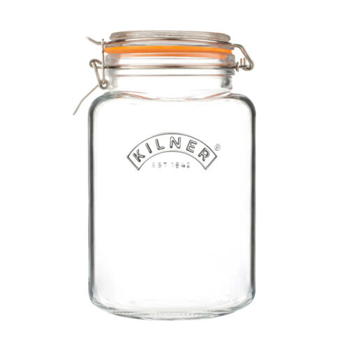 Glass Jar 3L Square Preserving Jar Storage with Airtight Clip Top Container 2pcs - Picture 2 of 5