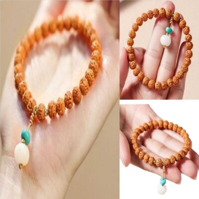 8mm Rudraksha beads bracelet turquoise Yoga Energy cuff men mala bracelet