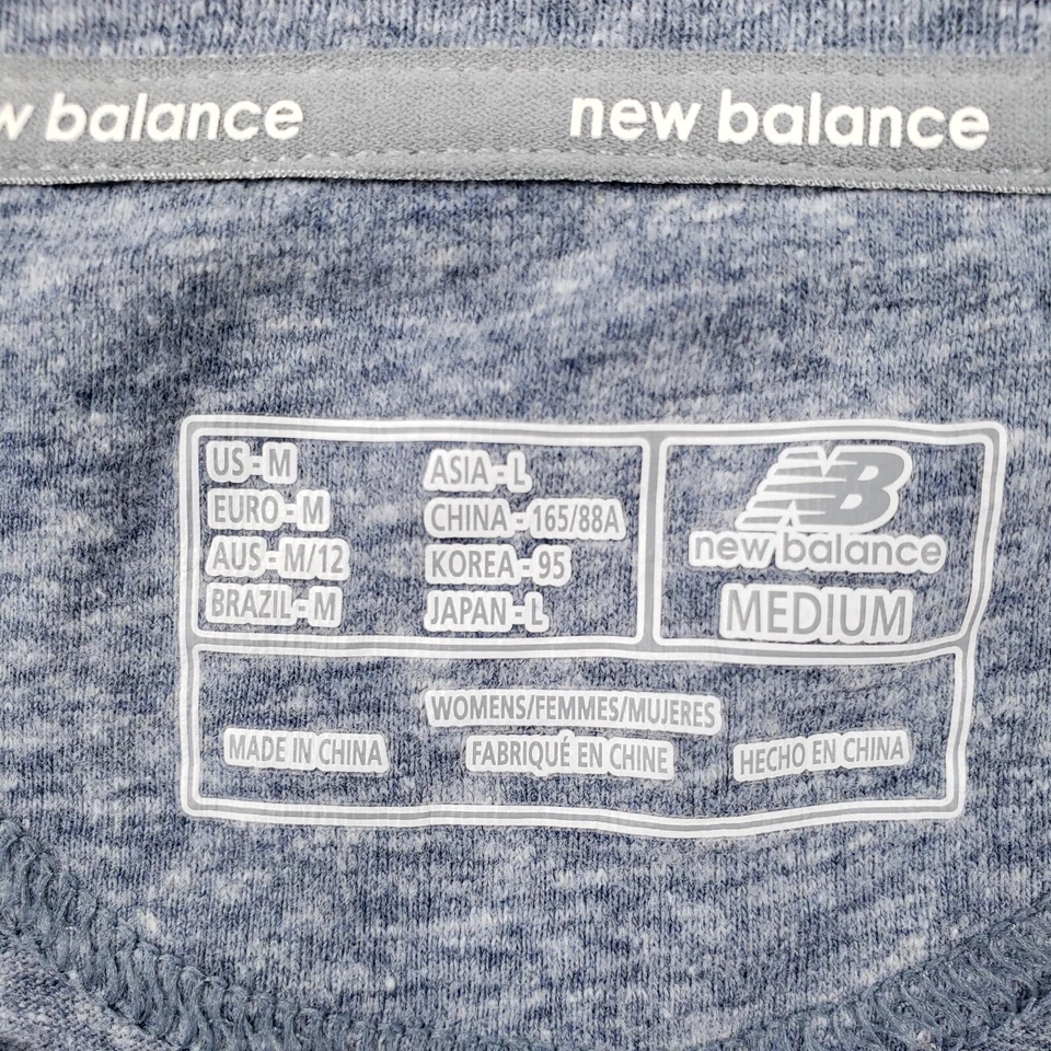 Camiseta New Balance Mujer M Mediana Azul Logo Deletreado Manga Corta Mezcla de Algodón Foto 4 de 4