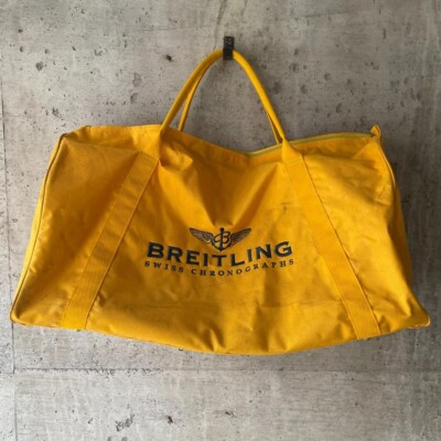 BREITLING Novelty Logo Embroidery Yellow Nylon Boston bag Direct from Japan