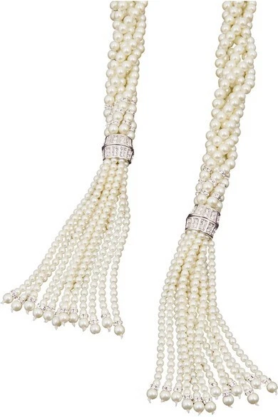Collar Kenneth Jay LANE Perla Lariat Borla Cristales MultiFilas KJL De Colección Foto 3 de 4