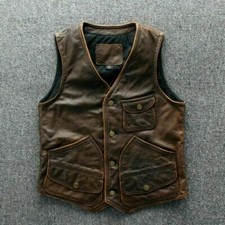 Giubbotto Moto Uomo Vera Pelle Marrone Marrone Marrone Biker Vest