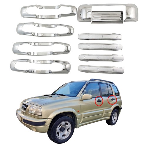 Chrome Molding Cover Trims Kit – For 1999-2003 Suzuki Grand Vitara (Side Mirrors, Door Handles, Lights)