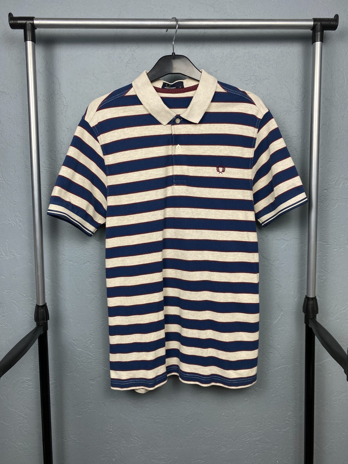 Fred Perry Vintage Mens Striped Polo Shirt Size M